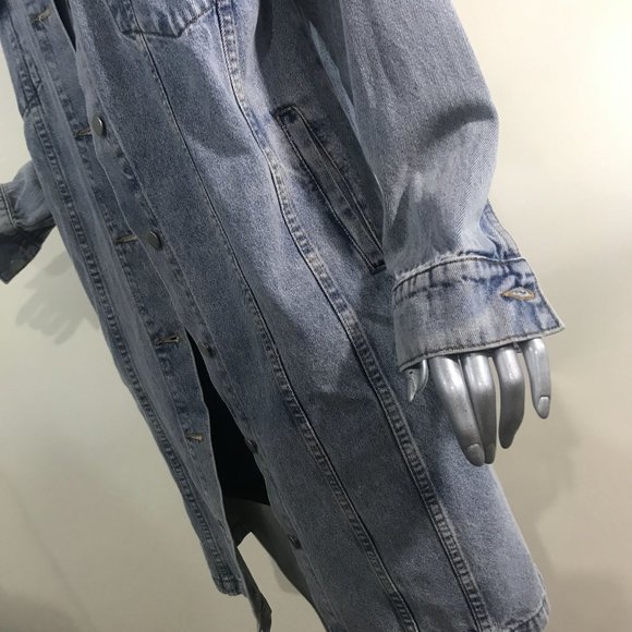 Le Lis Collection Women's Medium Long Line Blue Jean Denim Jacket Button Front P - Picture 4 of 13